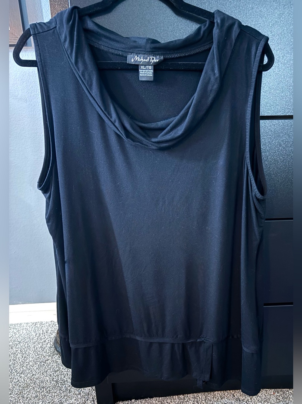 Michael Tyler Black Sleeveless Cowl Neck Tank Top Size XL